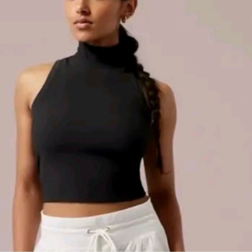 Athleta Alicia Keys Ribbed Crop Top Mockneck M